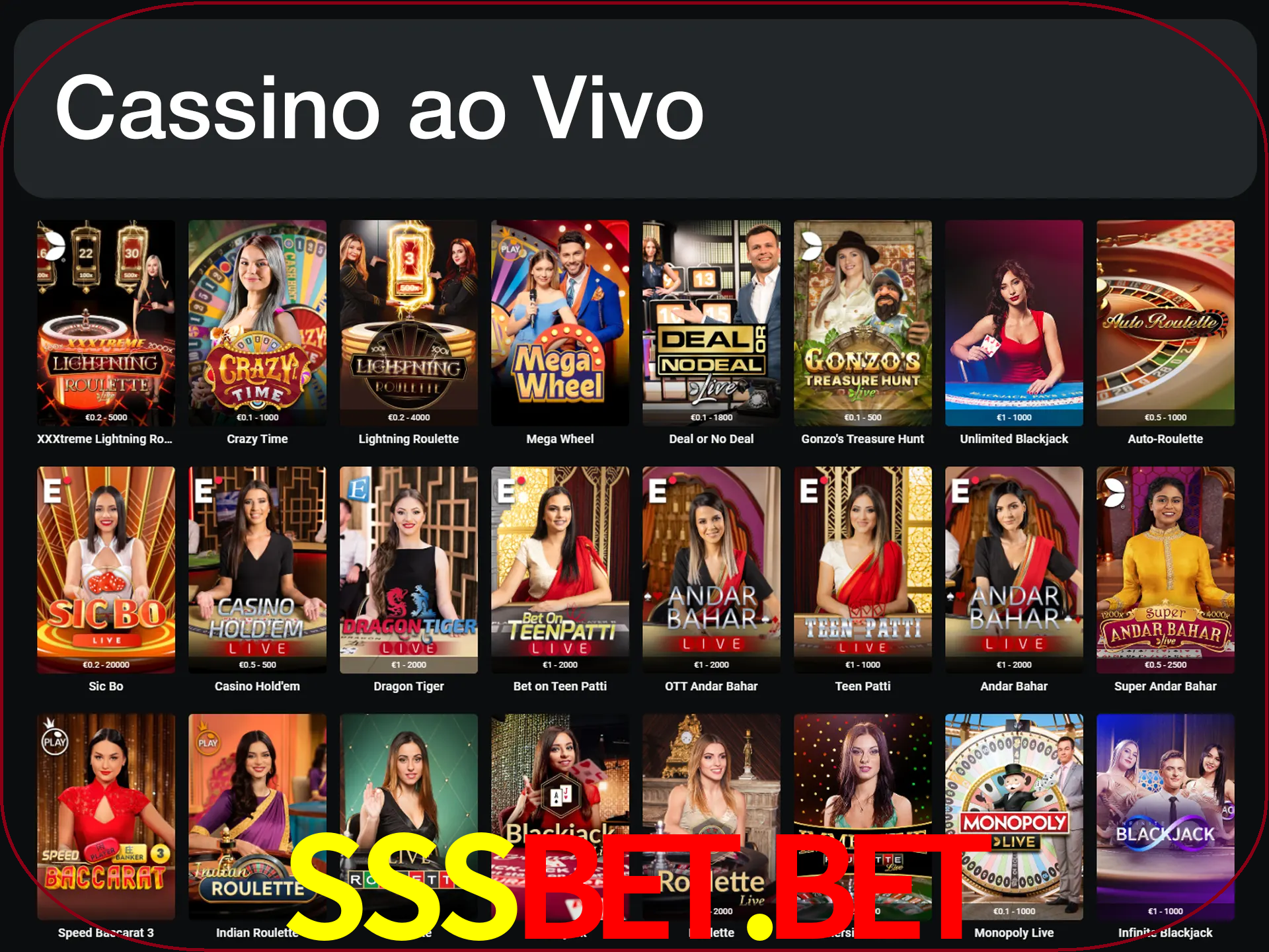 Jogue jogos de cassino com um verdadeiro dealer.