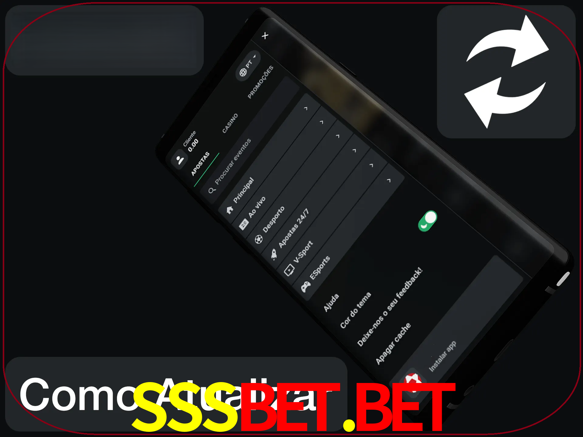 O aplicativo é atualizado automaticamente quando você faz o login.