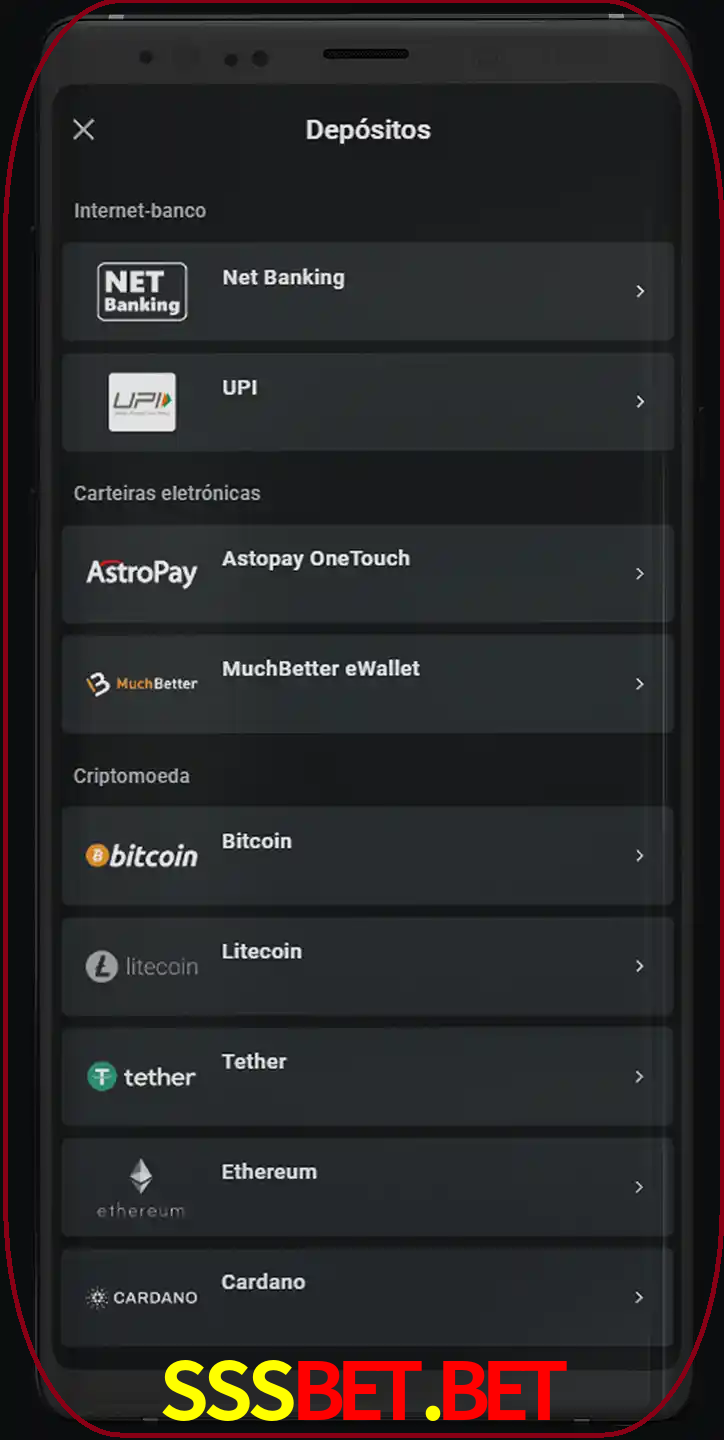Você pode usar métodos alternativos de depósito.