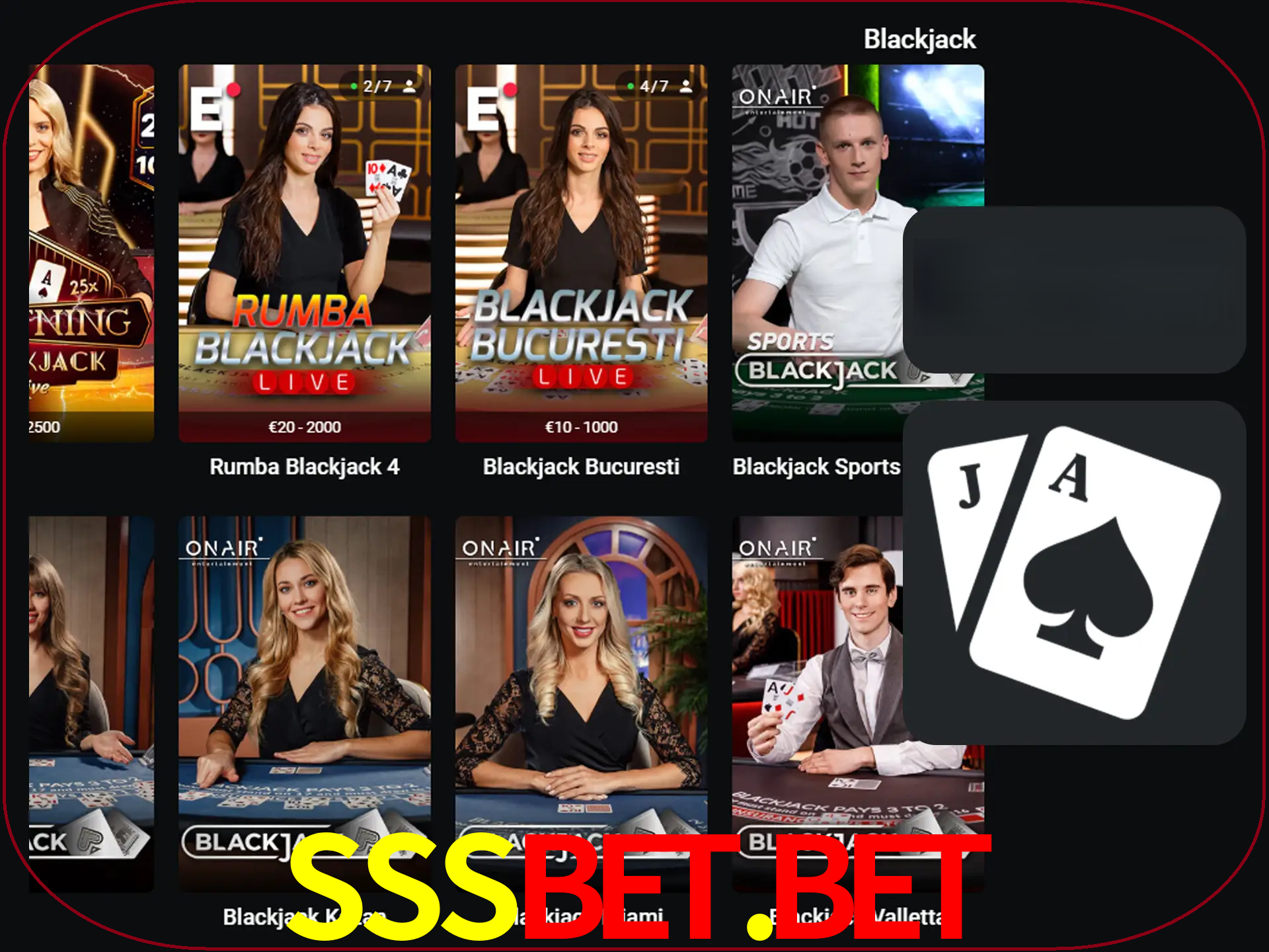 Escolha uma mesa completa de jogadores de blackjack.